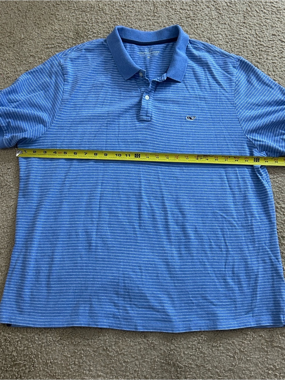 Vineyard Vines Blue Striped Polo Shirt Men’s XL Preppy Whale Pique Cotton Blend - Picture 7 of 8